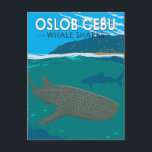 Oslob Cebu Philippines Whale Shark Travel Vintage Postcard<br><div class="desc">Oslob Cebu with Whale Sharks vector art design. Oslob is located at the southern tip of Cebu. It's a small coastal town but it has become world famous because of the whale sharks.</div>