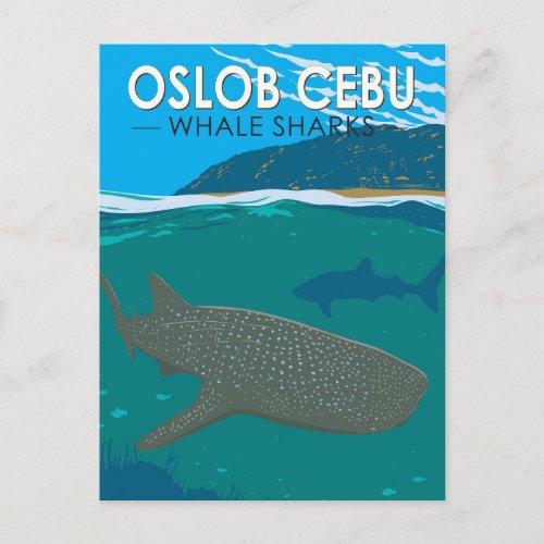 Oslob Cebu Philippines Whale Shark Travel Vintage Postcard