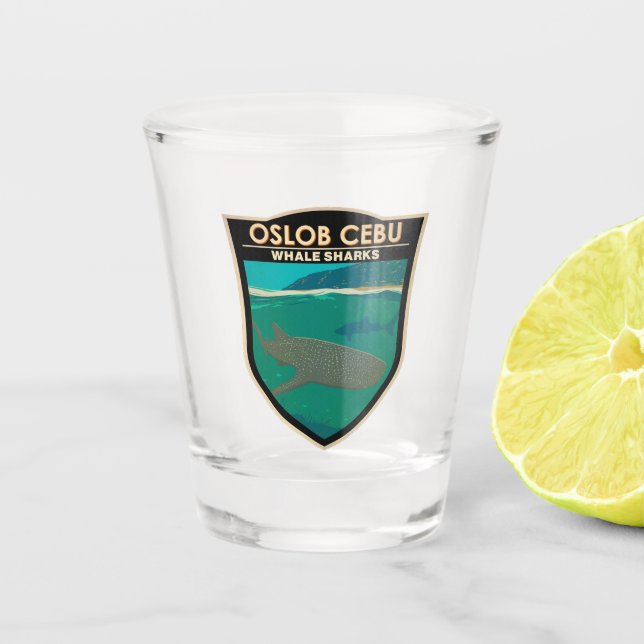 Oslob Cebu Philippines Whale Shark Travel Vintage Shot Glass (Front)