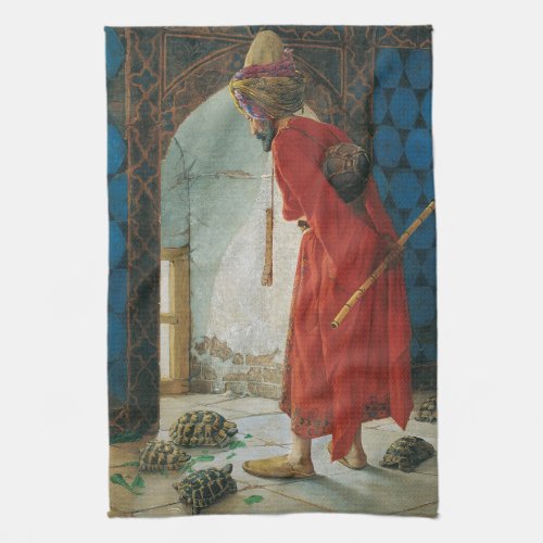 Osman Hamdi Bey The Tortoise Trainer Kitchen Towel