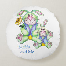 OSo Cute "Daddy and Me" Bunny Round Pillow