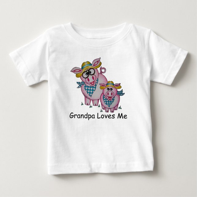 OSo Cute "Grandpa Loves Me" Piggy Baby Romper (Front)