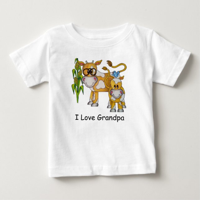 OSO Cute "I Love Grandpa" Cow Baby Romper (Front)