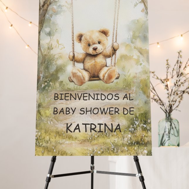 Oso Rústico Baby Shower Señal de Bienvenida Foam Board (In Situ (Stand))