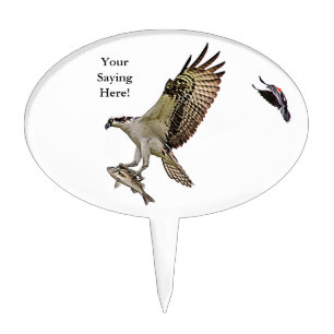 Osprey being chased by a red winged blackbird cake topper
