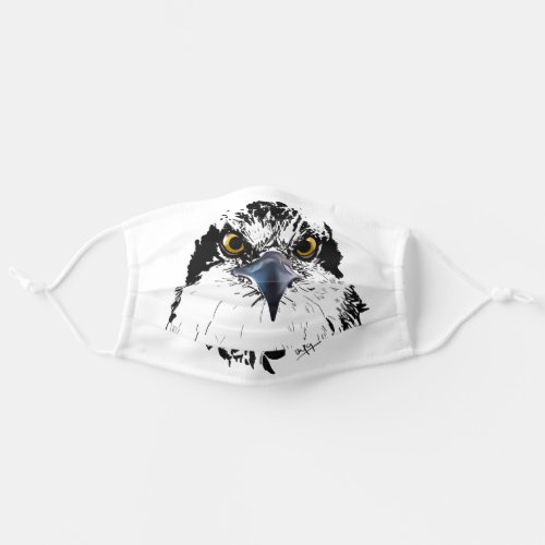 Osprey Drawing Black and White Piercing Eyes Adult Cloth Face Mask