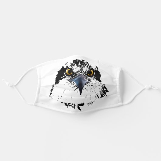 Osprey Drawing Black and White Piercing Eyes Adult Cloth Face Mask (Front, Unfolded)