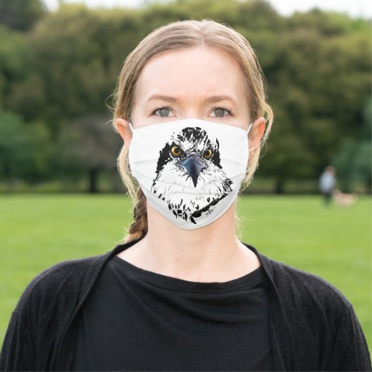 Osprey Drawing Black and White Piercing Eyes Adult Cloth Face Mask (Outside)