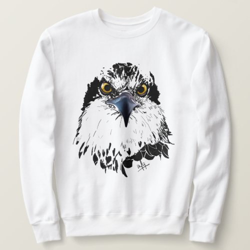 Osprey Drawing Black and White Piercing Eyes Sweatshirt