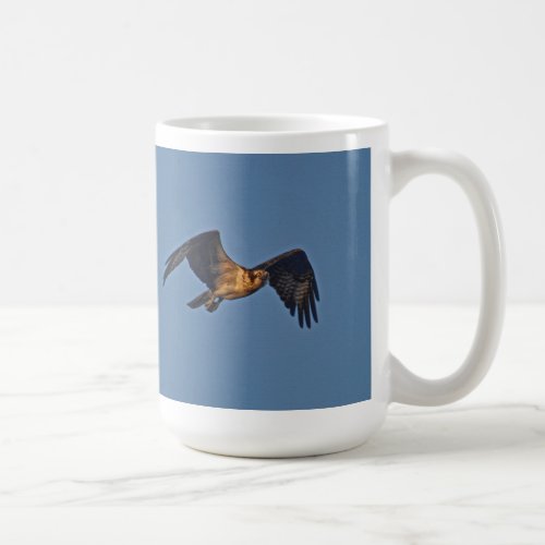 Osprey Fish Eagle Flying at Sunset Coffee Mug