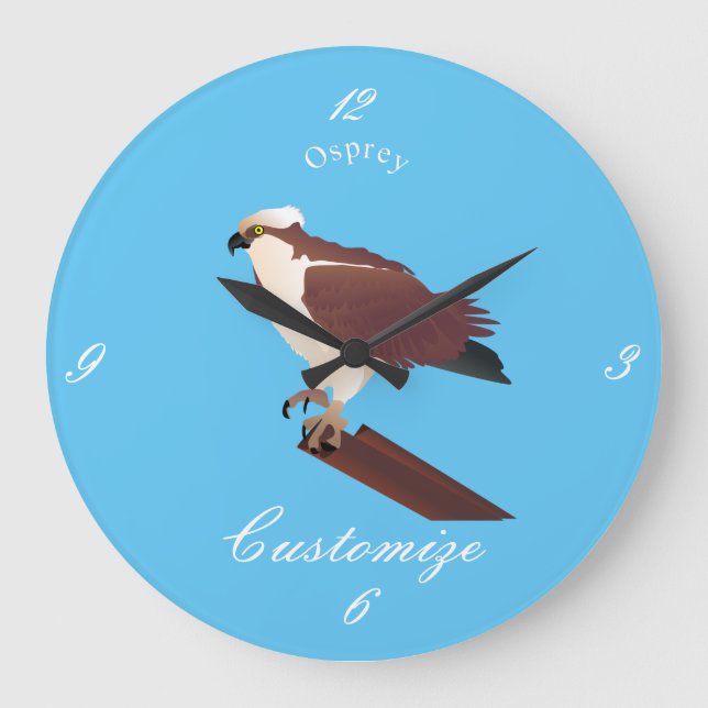 Osprey Hawk Raptor Thunder_Cove Large Clock (Front)