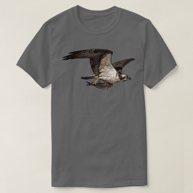 Osprey Holding Fish Color Print T-Shirt (Design Front)