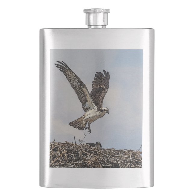 Osprey in a nest flask (Front)