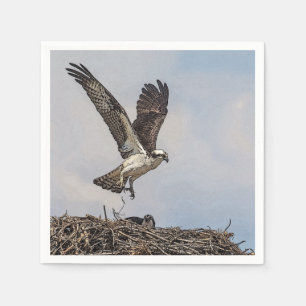 Osprey in a nest paper napkins