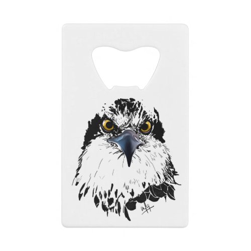 Osprey King of Birds Black White Piercing Eyes Credit Card Bottle Opener