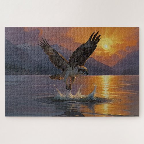 Osprey Makes a Catch at Dusk Jigsaw Puzzle