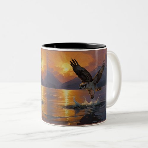 Osprey Makes a Catch at Dusk Two_Tone Coffee Mug