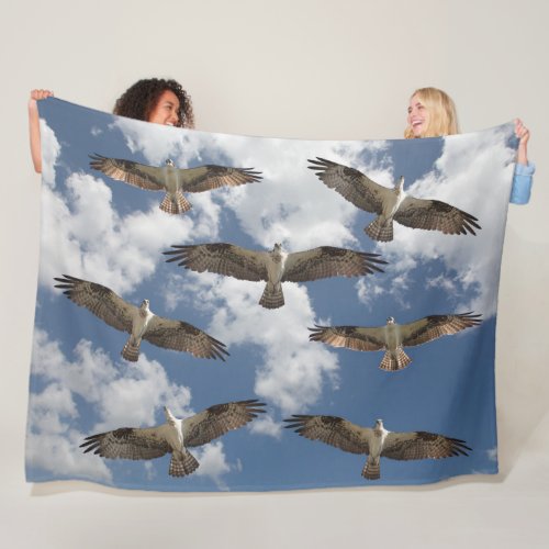 Osprey parade in the sky fleece blanket