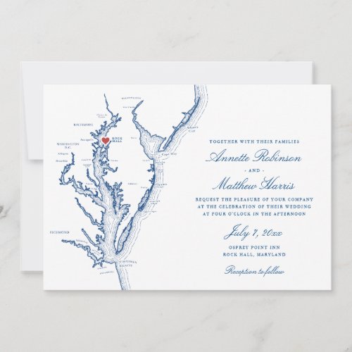 Osprey Point Rock Hall MD Map Elegant Wedding Invitation