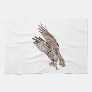 Osprey with a fish kitchen towel