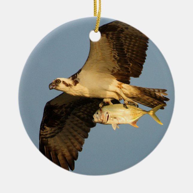 osprey with fish ceramic ornament (Front)