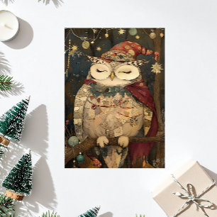 Osric the Owl Woodland Whimsy Holiday Card