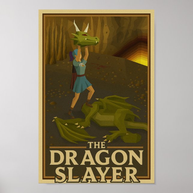 OSRS (Old School RuneScape) Dragon Slayer Victory Poster (Front)
