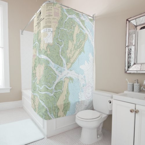 Ossabaw and St Catherines Sounds Nautical Chart Shower Curtain