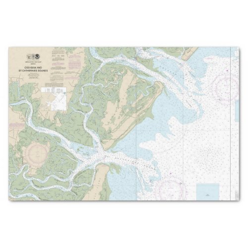 Ossabaw and St Catherines Sounds Nautical Chart Tissue Paper