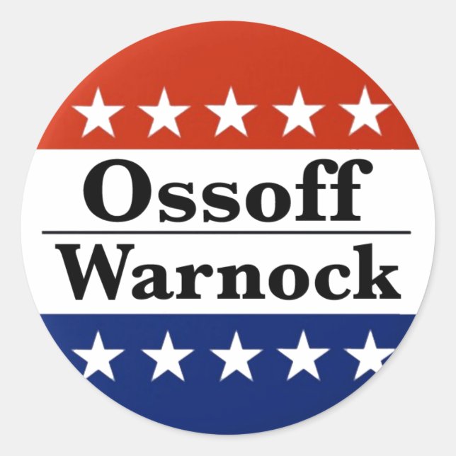 Ossoff Warnock Georgia Runoffs Classic Round Sticker (Front)
