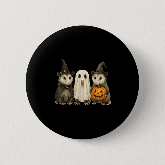 Ossum Halloween Ssum Witch Ghost Pumpkin  Button (Front)