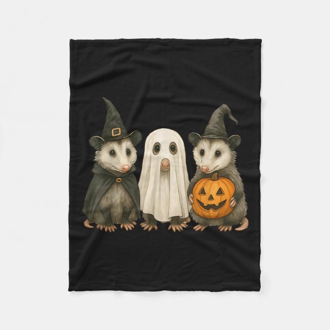 Ossum Halloween Ssum Witch Ghost Pumpkin  Fleece Blanket (Front)