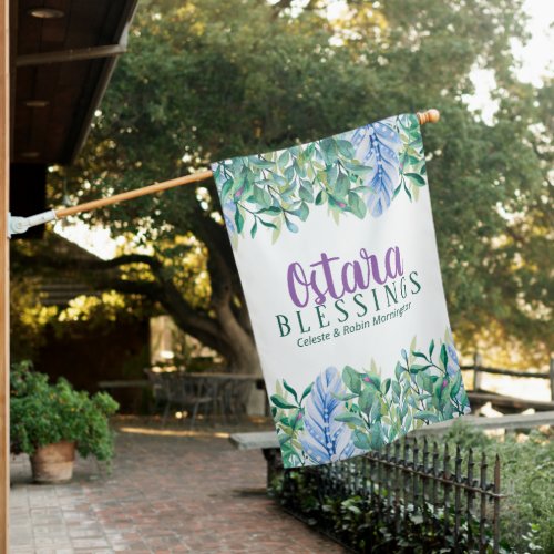 Ostara Blessings Spring Equinox Wicca Greenery House Flag