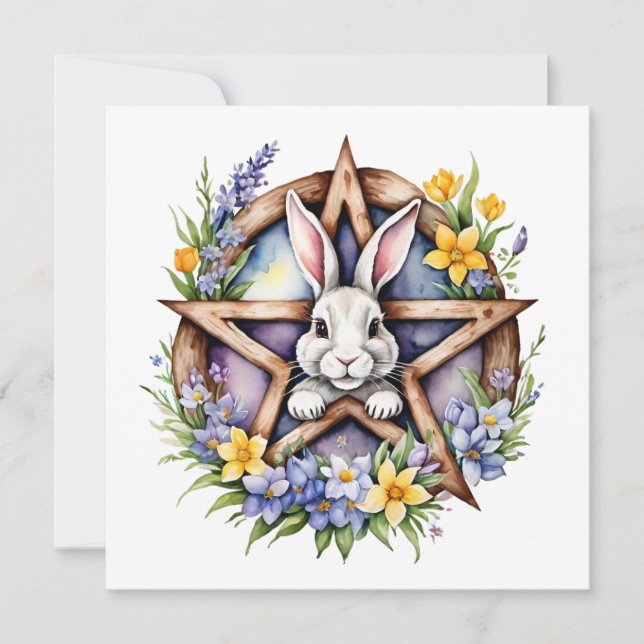 Ostara Bunny Spring Equinox Eostre Wicca Holiday Card (Front)