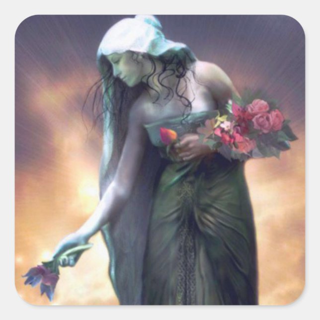 ostara flowers square square sticker (Front)