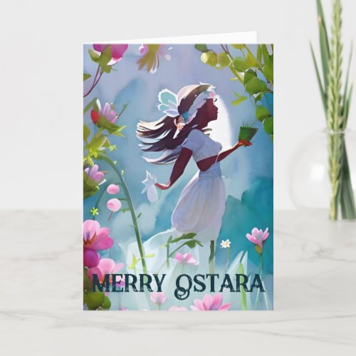 Ostara Goddess Floral Spring Forest Pagan Holiday Card