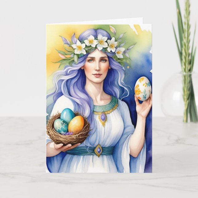 Ostara Goddess Spring Equinox Sabbat Wicca Holiday Card (Front)