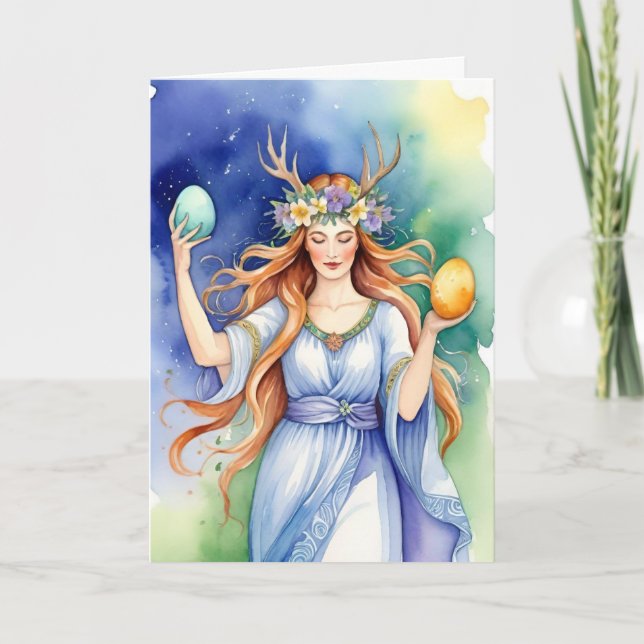 Ostara Goddess Spring Equinox Sabbat Wicca Holiday Card (Front)