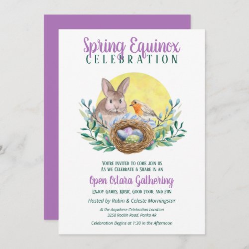 Ostara Spring Equinox Bunny  Bird Nest Sabbat Invitation