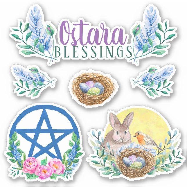 Ostara Spring Equinox Wicca Sabbat Floral Sticker (Front)