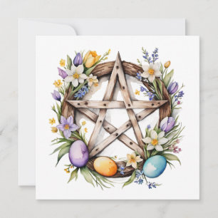 Ostara Star Pentacle Spring Equinox Eostre Wicca Holiday Card