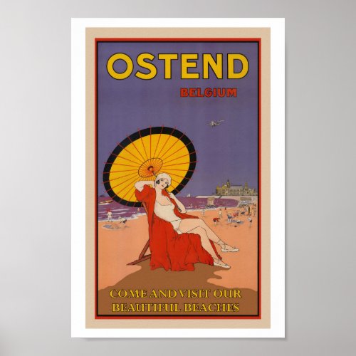 Ostend Belgium Vintage Travel Poster