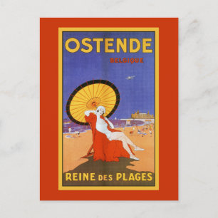 Ostend Queen of beaches 1920s beauty summer travel Postcard