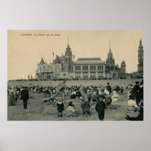 Ostend vintage beach scene, the siesta poster