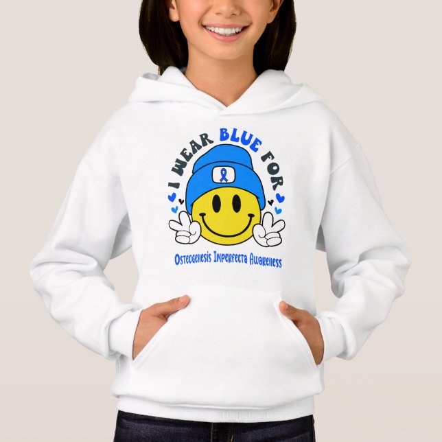 Osteogenesis Imperfecta Awareness Ribbon Support  Hoodie (Front)