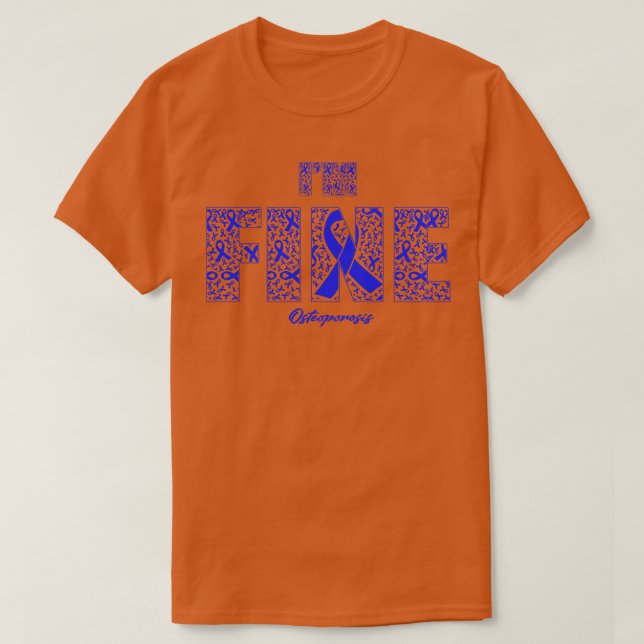 Osteoporosis Awareness Fine Ribbons In This Family T-Shirt (Design Front)