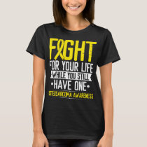 Osteosarcoma Awareness Bone Cancer Yellow Ribbon T-Shirt