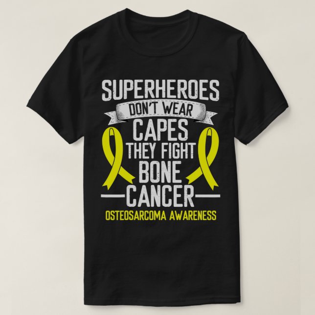 Osteosarcoma Awareness Yellow Ribbon Fighter Bone  T-Shirt (Design Front)
