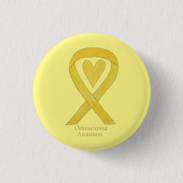 Osteosarcoma Yellow Awareness Ribbon Custom Pin (Front)