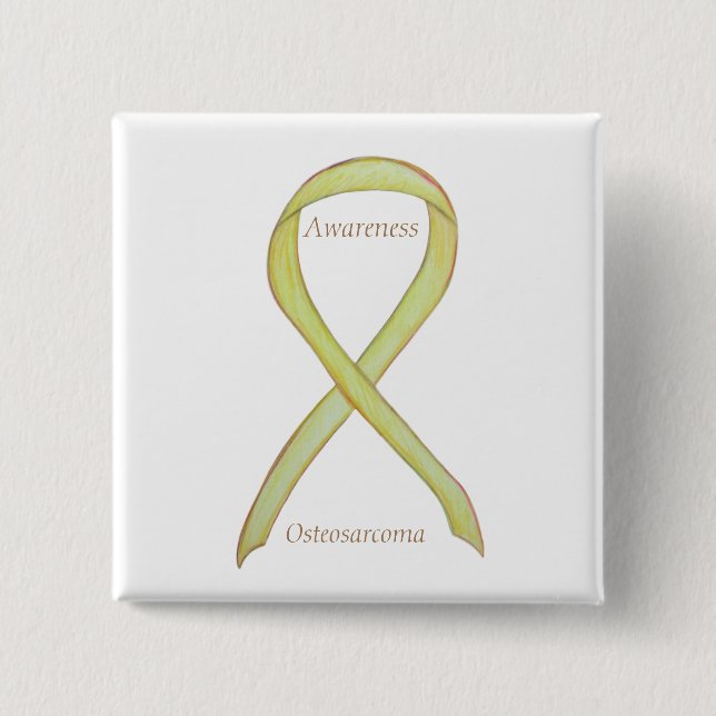 Osteosarcoma Yellow Awareness Ribbon Custom Pin (Front)
